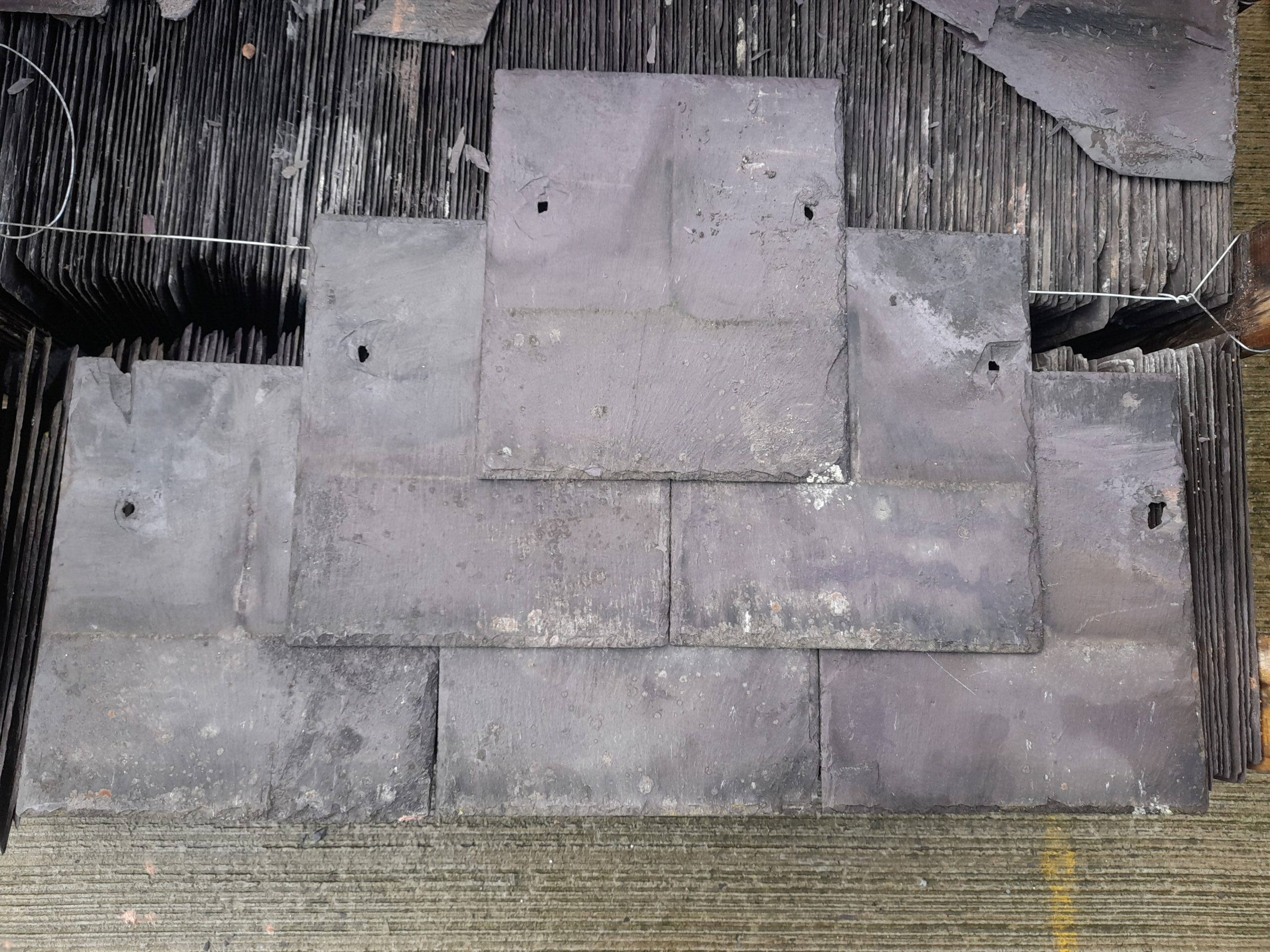 Reclaimed 13 x 11 Welsh Penrhyn Heather Purple Roofing Slate (per 100