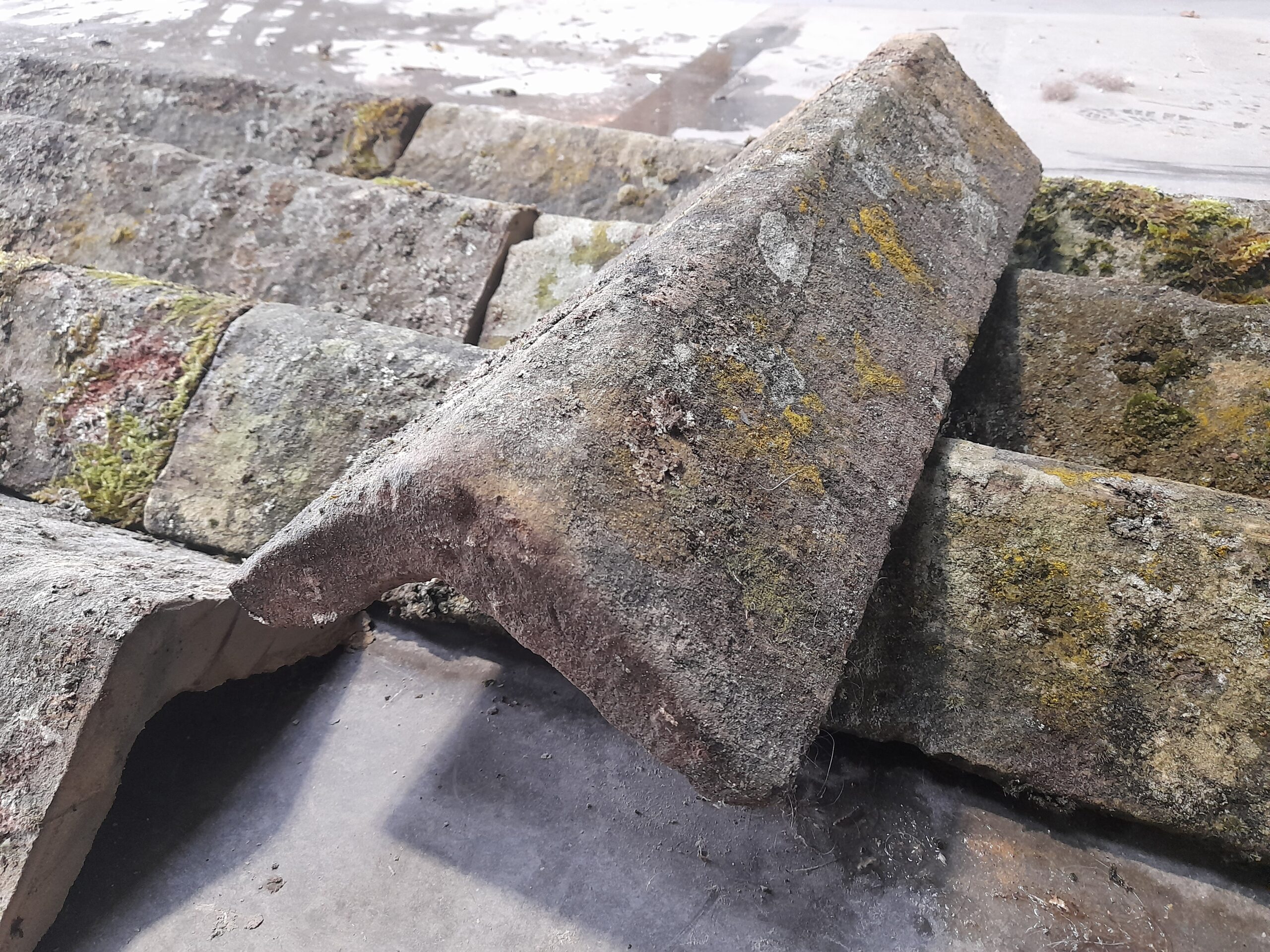 Batch of Reclaimed York Stone Sand Stone Angled Ridge Capping Coping