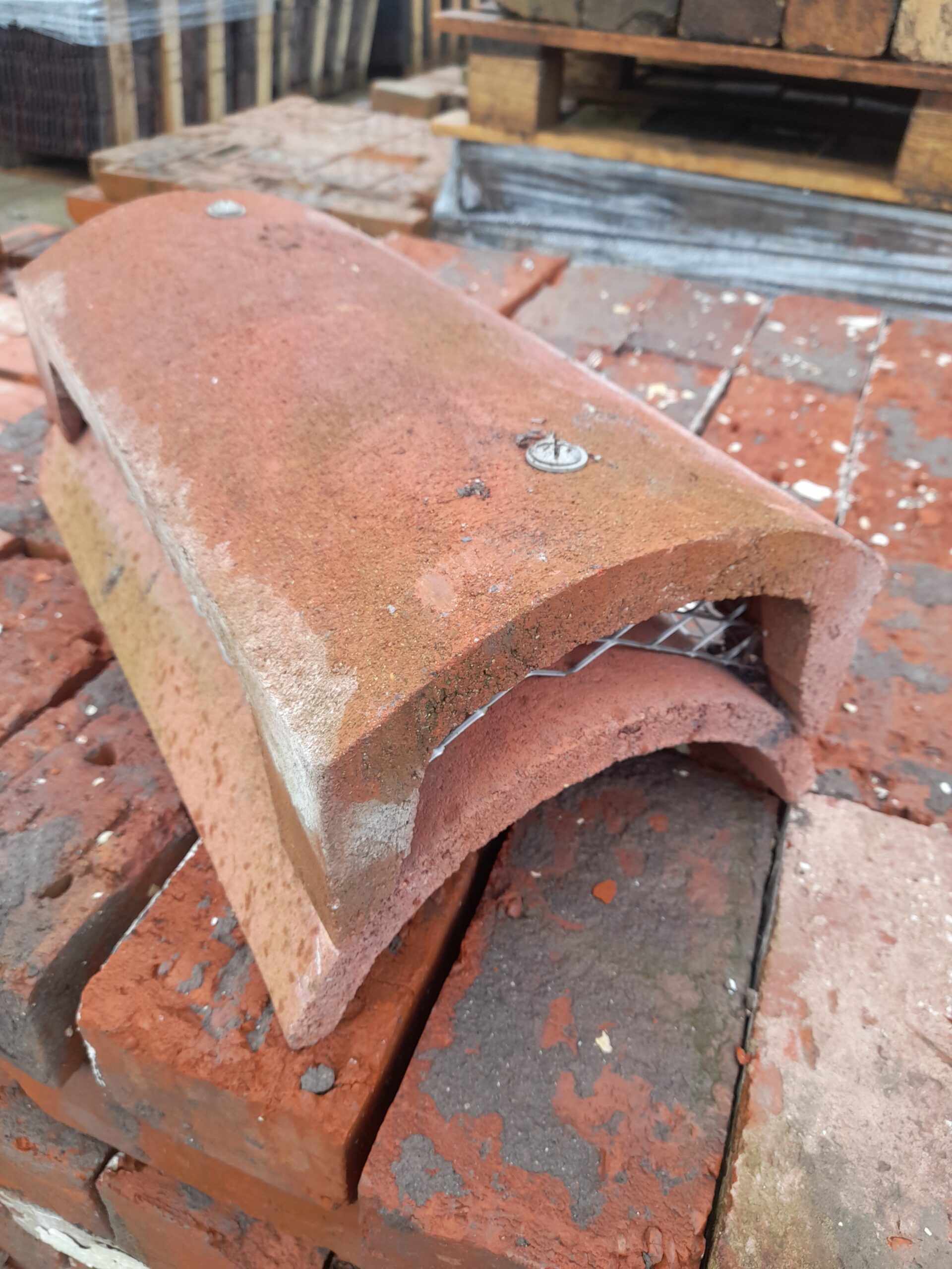 Batch of 34 Mixed Manufacturer Reclaimed Concrete Ridge Roof Vents