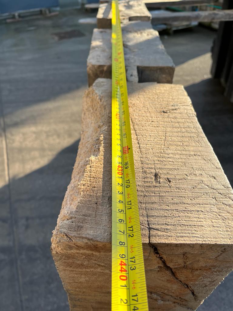 Fine Reclaimed Pair of Oak Beams Inglenook Post Bessemer 14' 4" Long