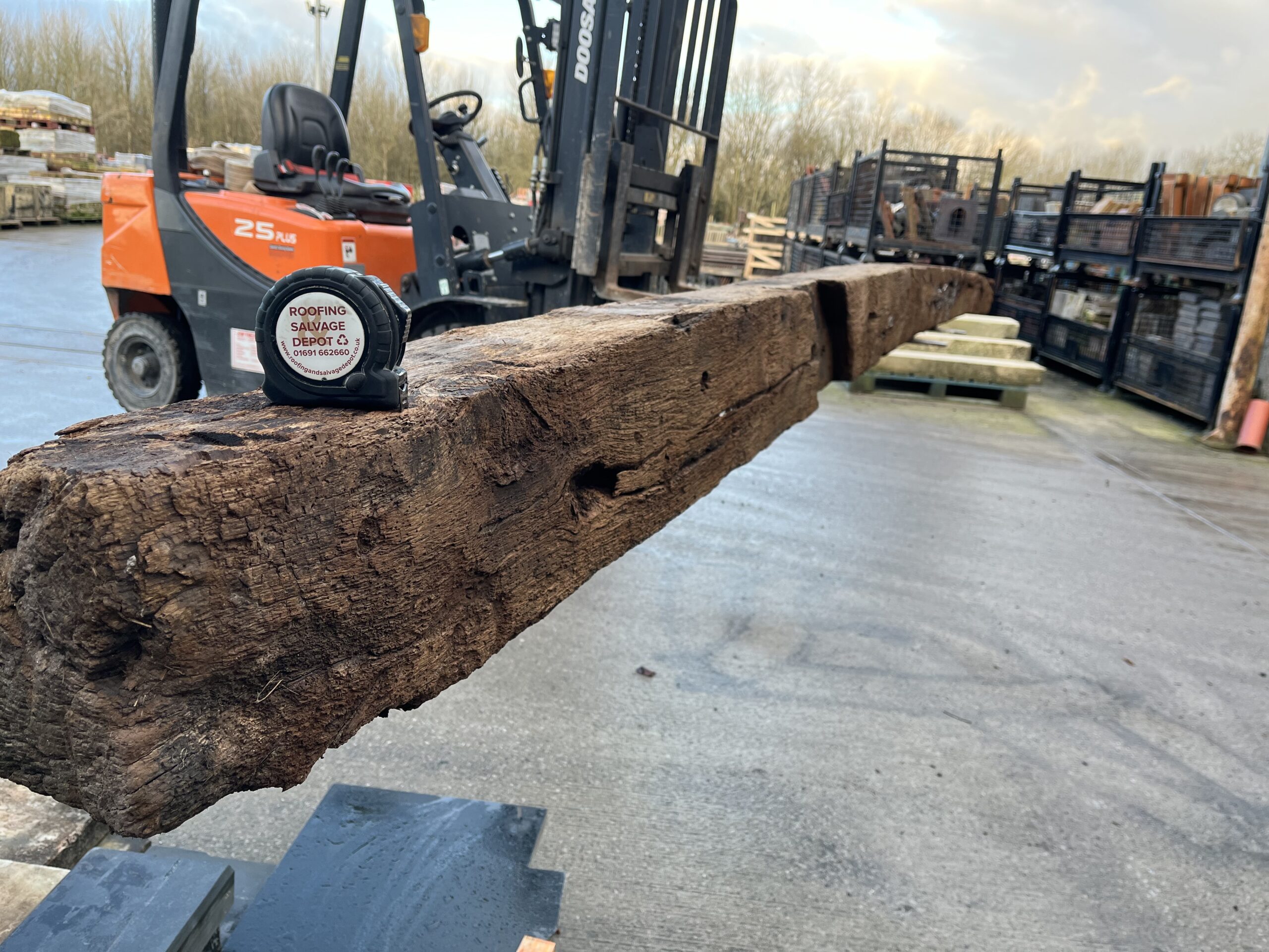 Fantastic Reclaimed Welsh Oak Beam Inglenook Post Bessemer 21` 8″ long