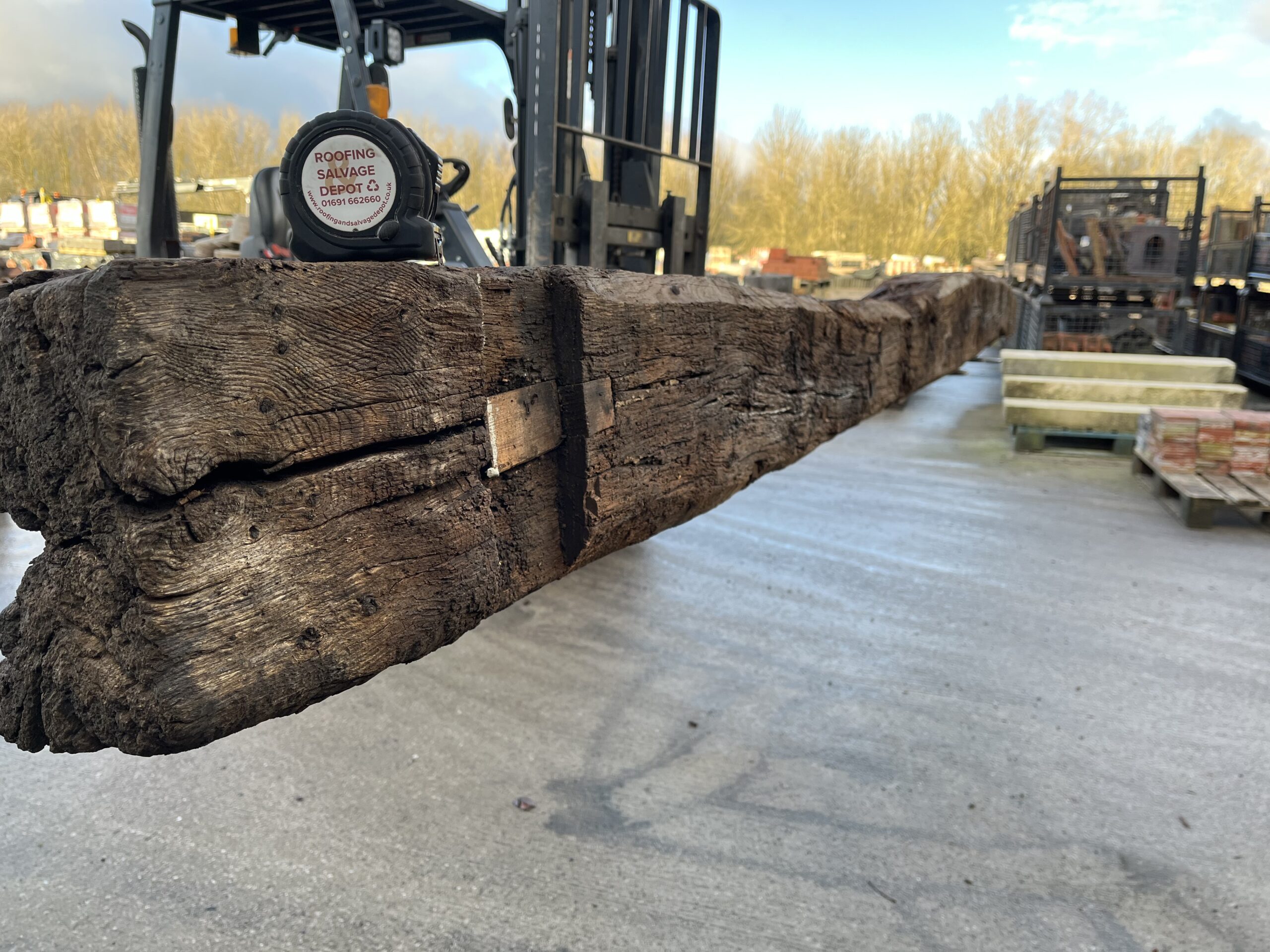 Fantastic Reclaimed English Oak Beam Inglenook Post Bessemer 18ft Long